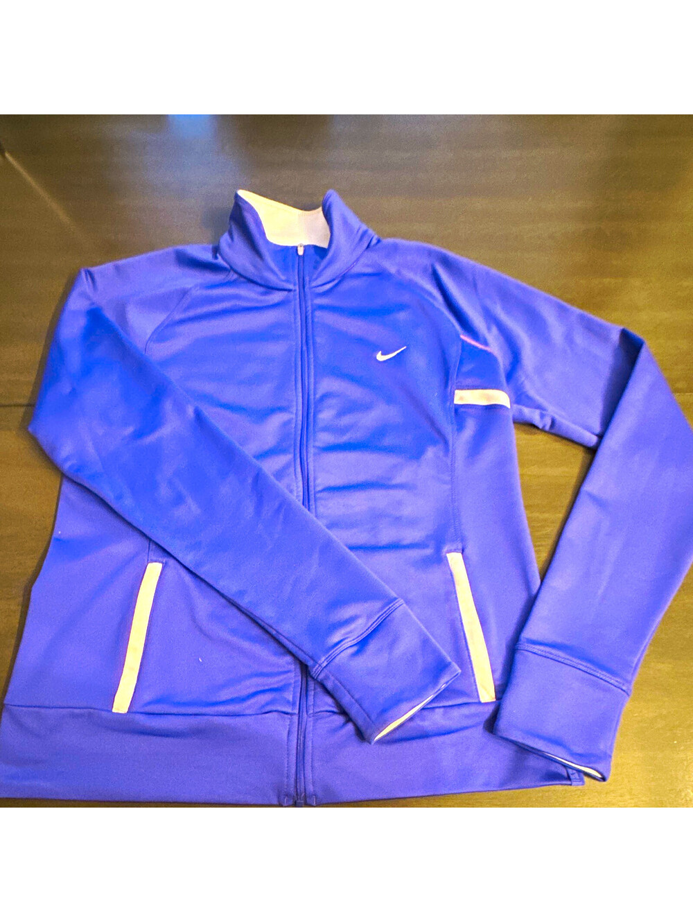 Nike FITDRY Women's Full Zip Collared Track Jacket Purple/White Size M [COPY]